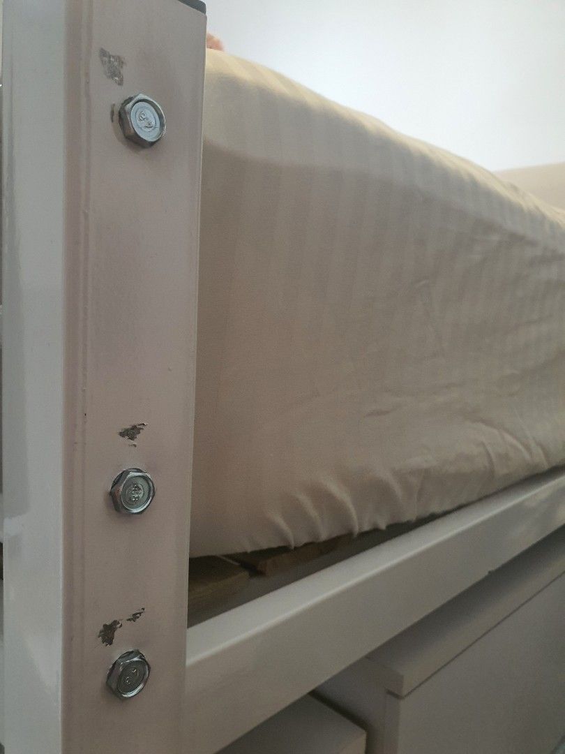 Customised short loft bed frame without mattress (Queen), Furniture