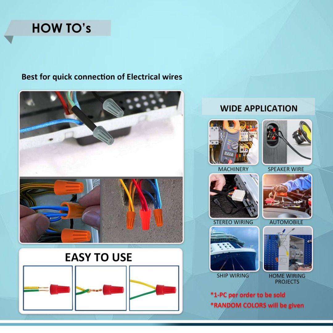 ELECTRICAL WIRE CAPS (1PC per ORDER), INSULATING INSERT TWIST WIRE