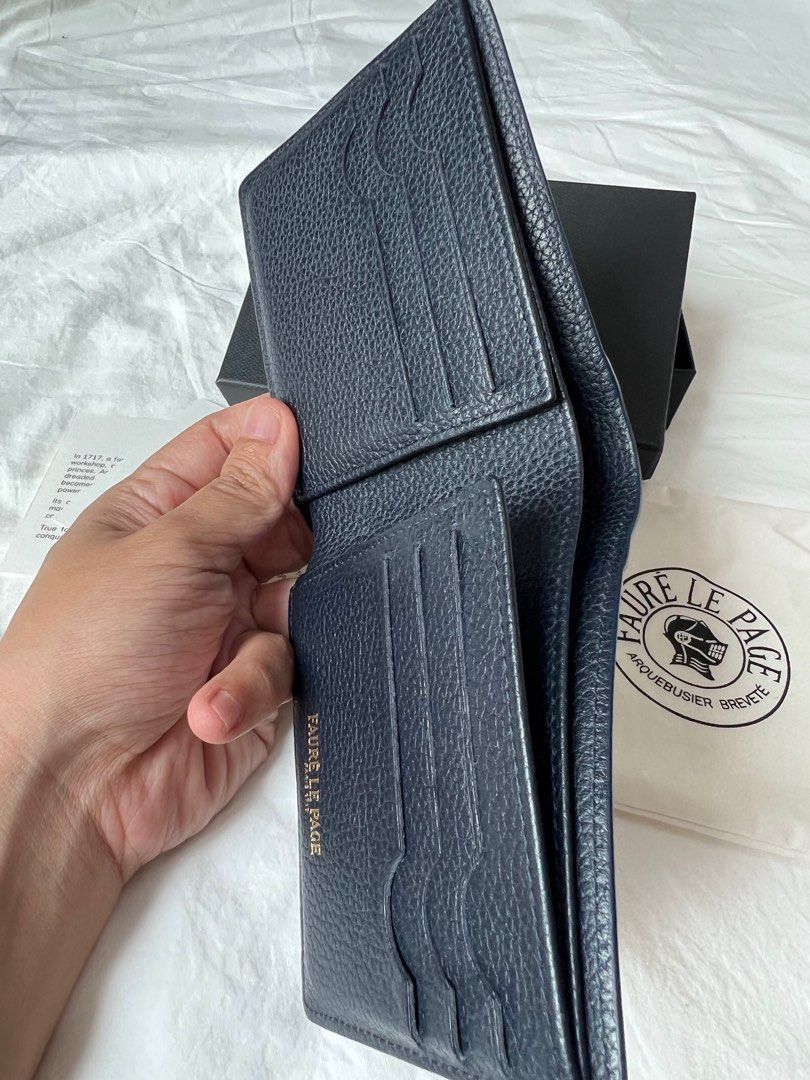 Fauré Le Page - Etendard 6cc Wallet - Embroidered Jacquard Blue Saga & Navy Leather