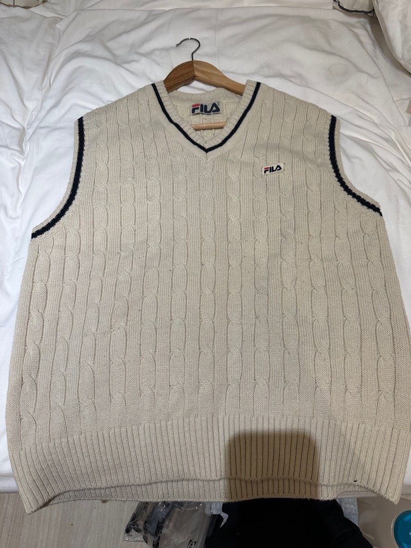Fila Men's Knitted Sweater Vest, Men's Fashion, Tops & Sets, on Carousell