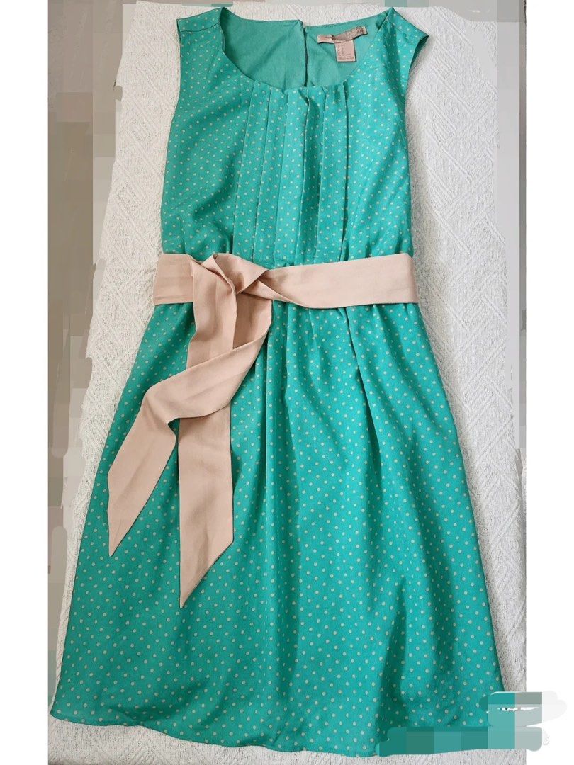 Forever 21 dress office dress one piece dress green dress black and white dress lady dress woman dress French style dress summer dress dot dress