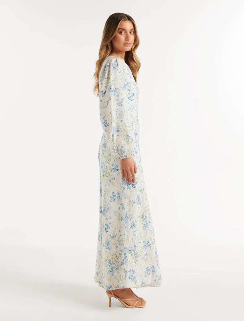 Forever New Blue Floral Linen Maxi Dress, Women's Fashion, Dresses & Sets,  Dresses on Carousell