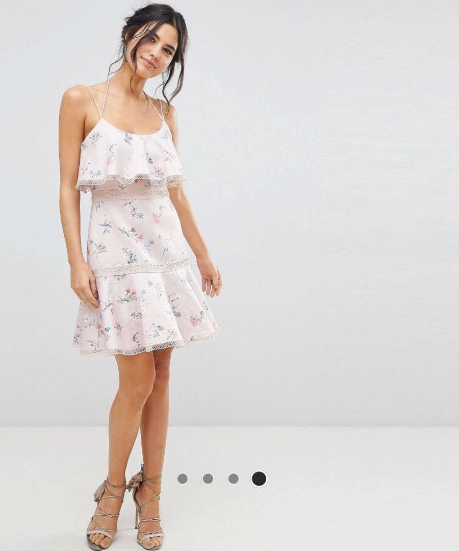 Forever New Floral Pink Tiered Formal Dress cocktail wedding