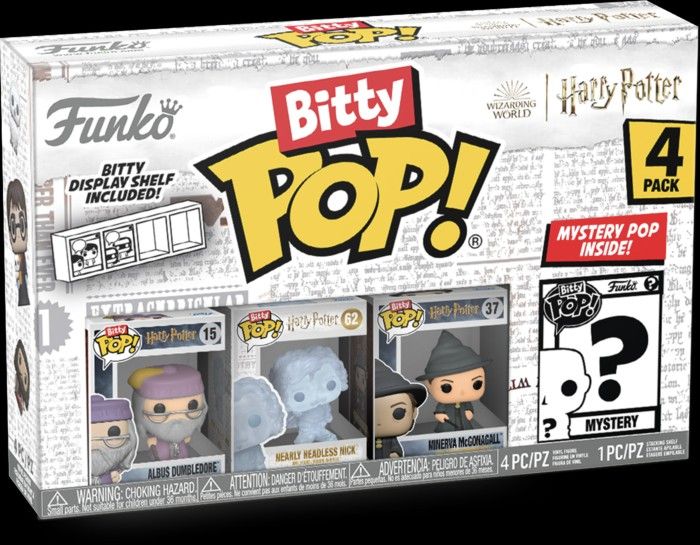 Funko Bitty Pop! Harry Potter - Albus Dumbledore, Nearly Headless Nick,  Minerva McGonagall & Mystery 4-Pack, Hobbies & Toys, Toys & Games on  Carousell