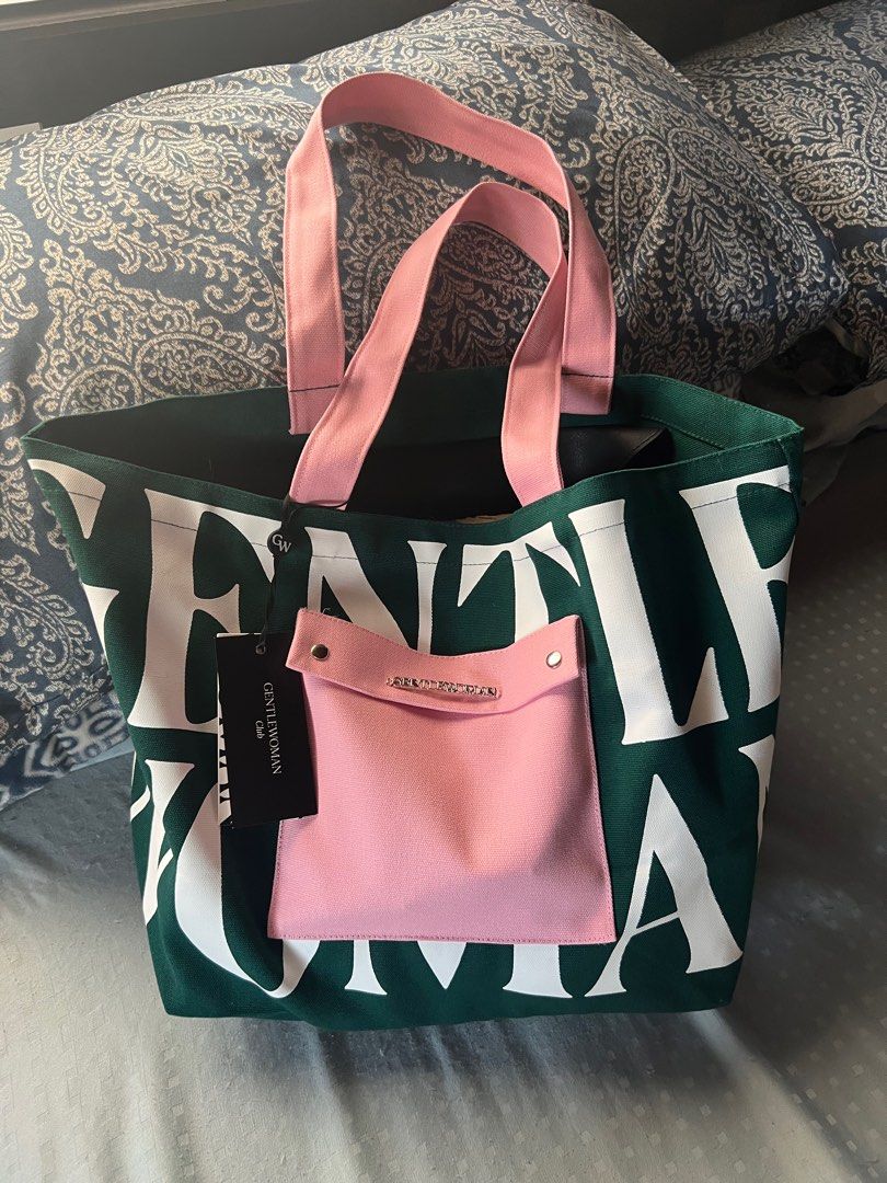 Pink and green tote discount