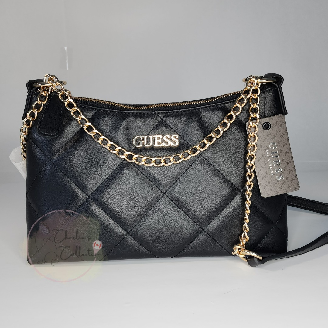 GUESS Hoboken ziptop crossbody (black) on Carousell