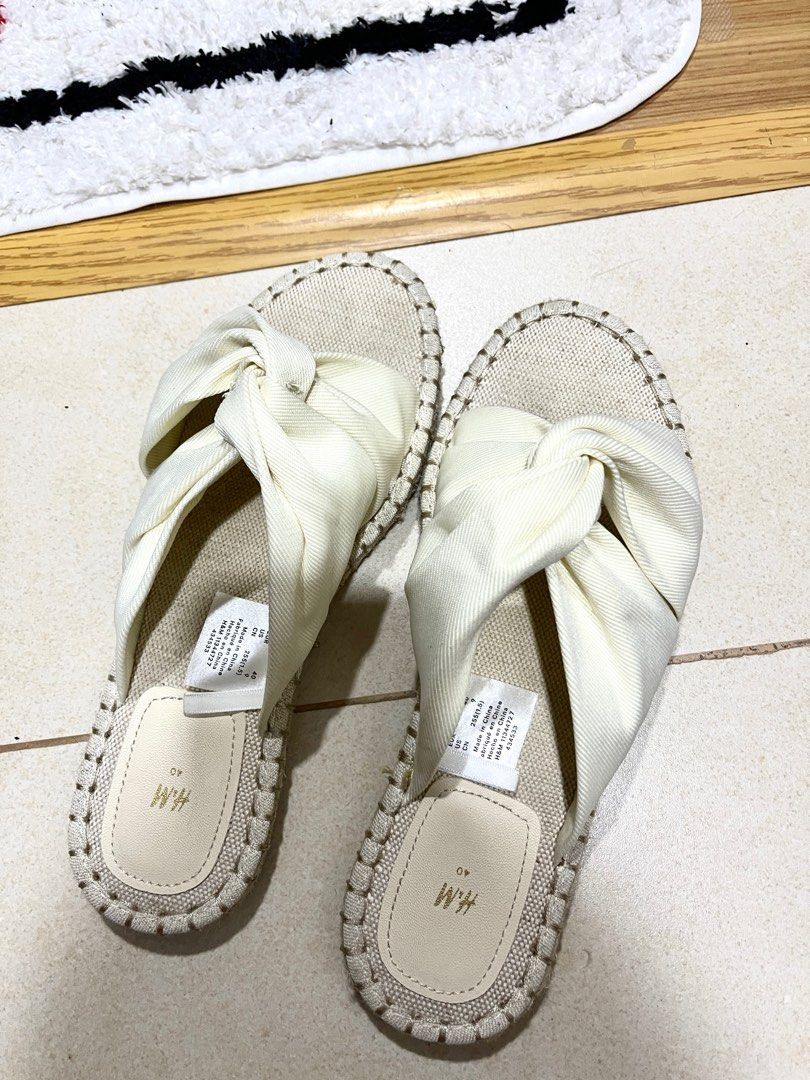 White espadrille sliders best sale