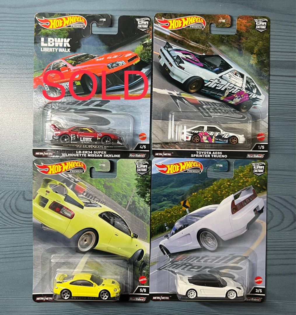 Hotwheels Mountain Drifter Premium 4 Car Set R34 LBWK AE86 NSX Celica ...