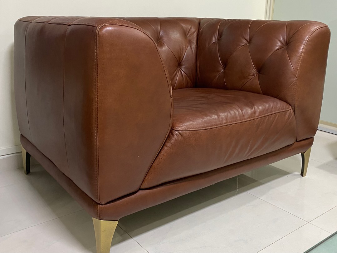 HTL sofa single top grain leather Italian, Furniture & Home Living