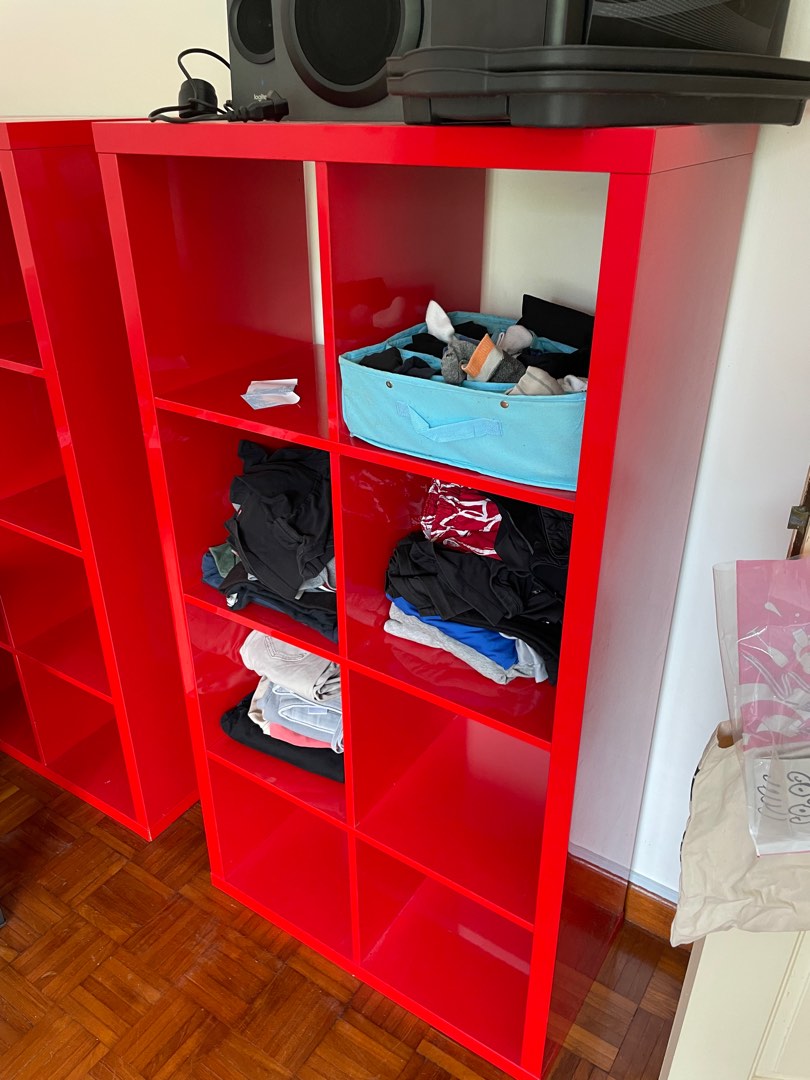 IKEA Kallax Shelving Unit Red, Furniture & Home Living, Furniture