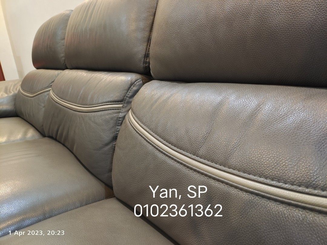 L Shape Leather Sofa ( Used, Tip Top Conditions), Furniture & Home