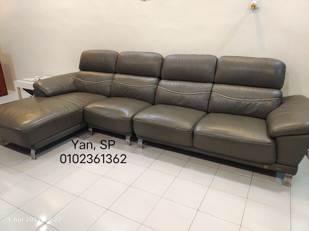 L Shape Leather Sofa ( Used, Tip Top Conditions), Furniture & Home