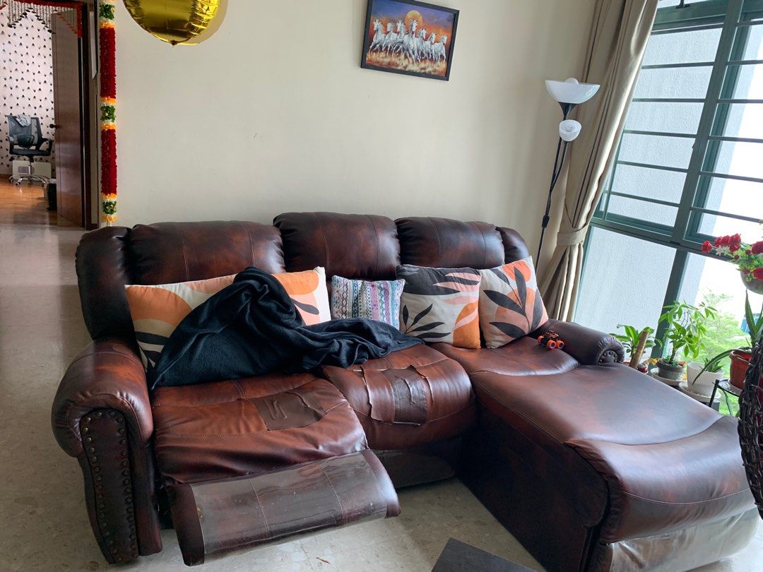 L shaped recliner sofa Free, Furniture & Home Living, Furniture, Sofas