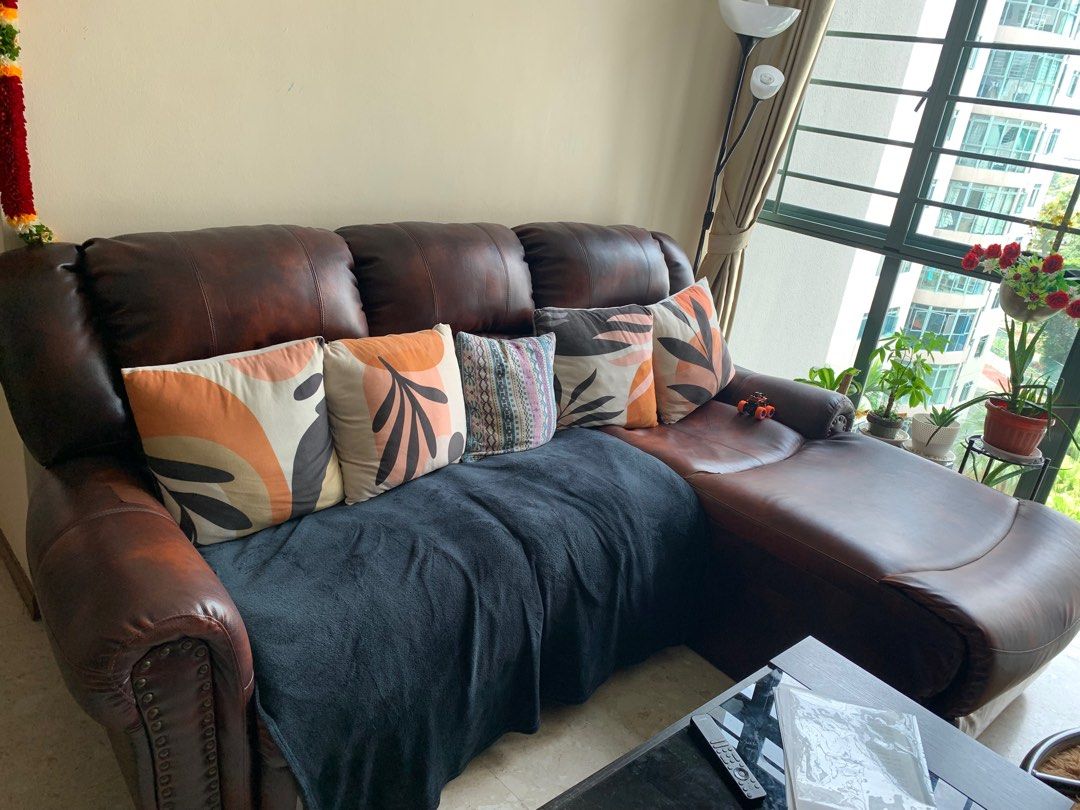 L shaped recliner sofa Free, Furniture & Home Living, Furniture, Sofas