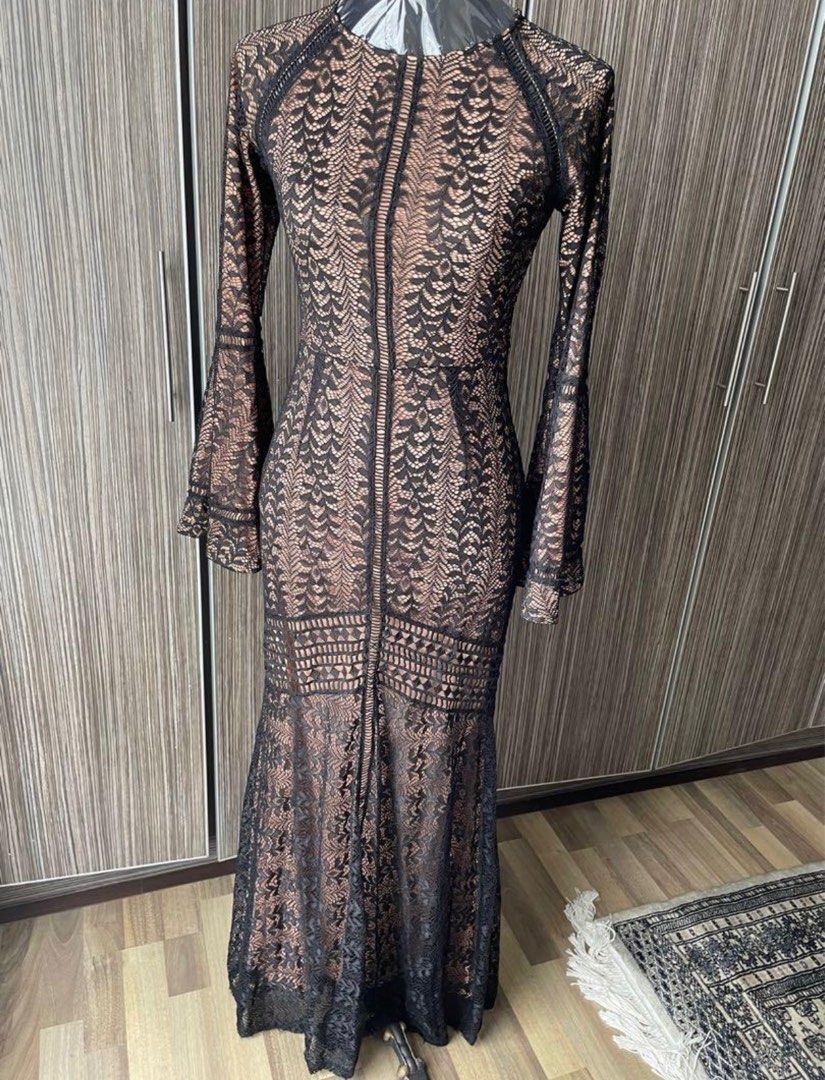 Lace Pieced Mermaid Dress by Zalia