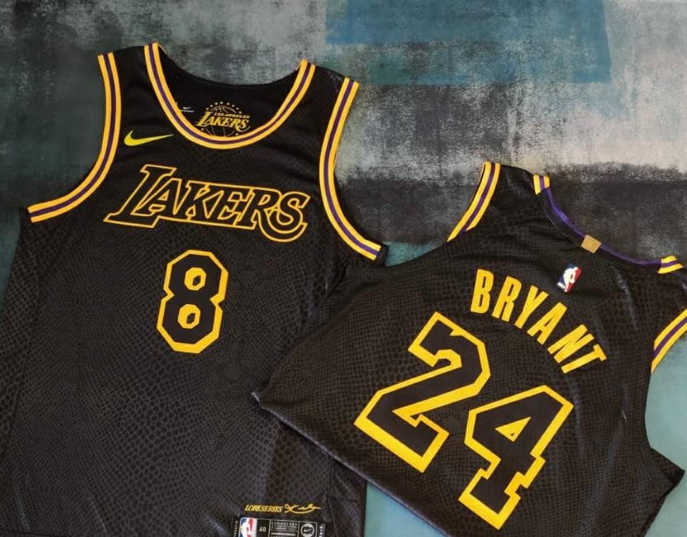 Kobe Bryant Commemorative jersey #24 Lakers Black Mamba Snake Skin NWT Size  S-2XLnormal embroidery