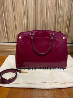 100% Auth Louis Vuitton MM fuchsia vernis patent Brea bag with serial number