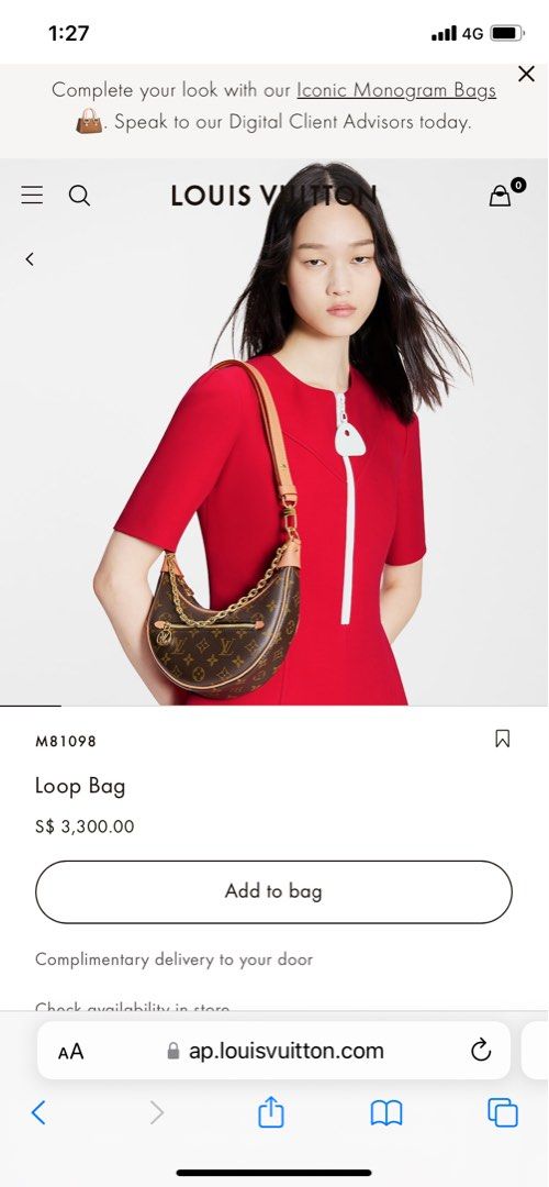 used Pre-owned Louis Vuitton Louis Vuitton Loop Monogram M81098 Shoulder Bag Crossbody Chain Strap Leather (Like New), Women's, Size: (HxWxD): 11cm x