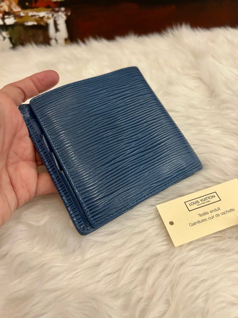 LV Men's Bifold Wallet in Blue Epi Leather, Luxury, Bags & Wallets on  Carousell