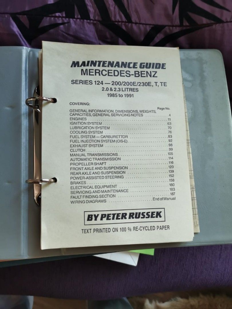 Maintenance Guide Mercedes W124 Manual Book, Auto Accessories on Carousell