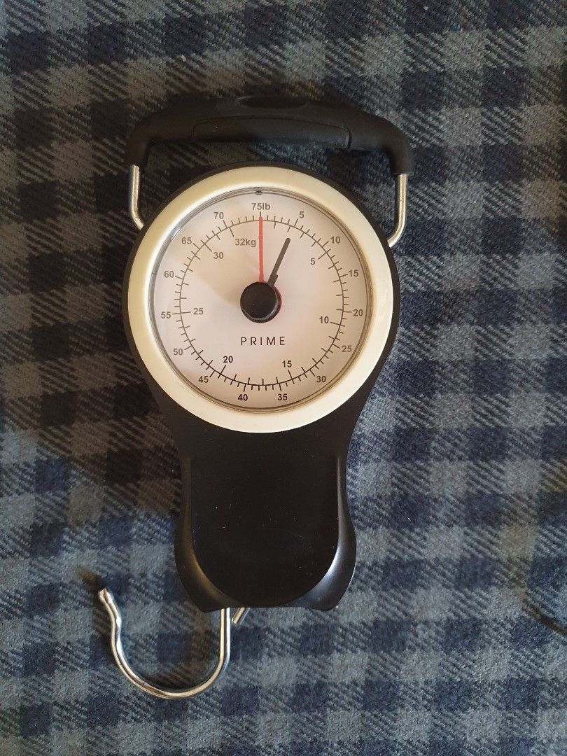 Manual Luggage Scale w/Built-in Tape Measure Weighs Bags-to 75lbs.-  Measures Bag Up to 39 Black-One Size