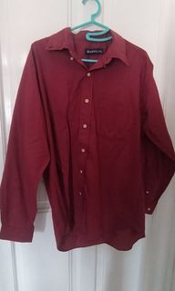 Marvelino kemeja lengan panjang burgundy red merah size xl
