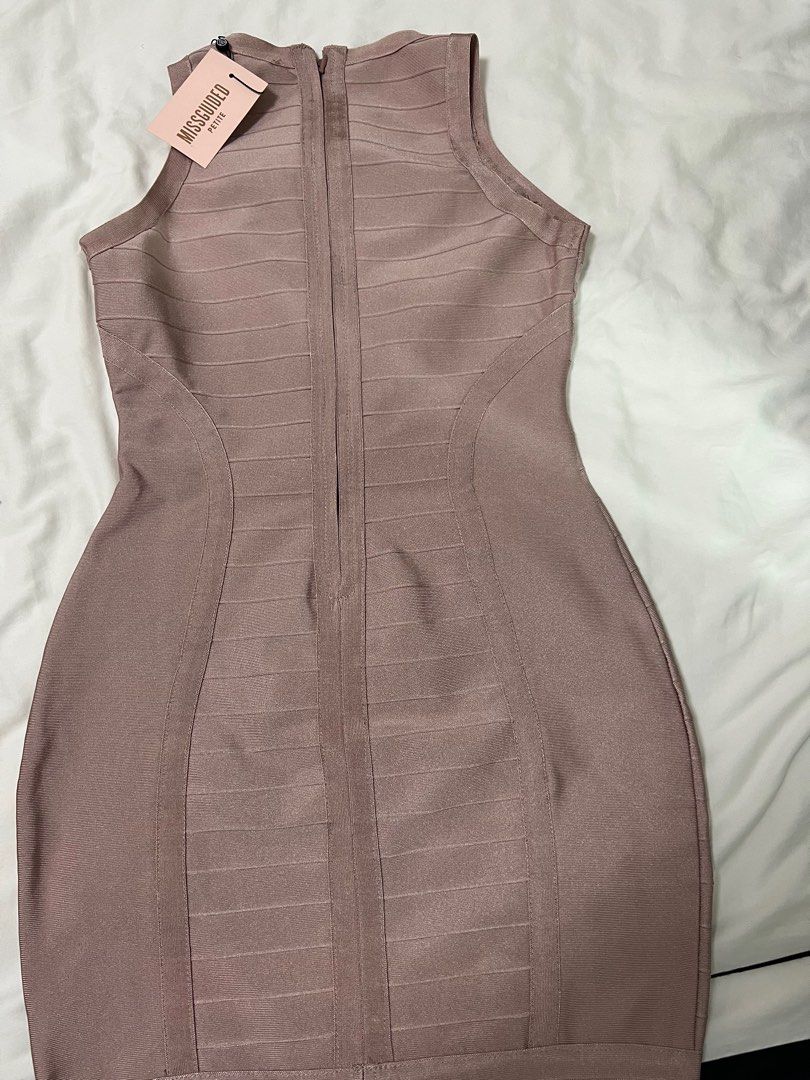 Missguided bandage dress in dusky pink