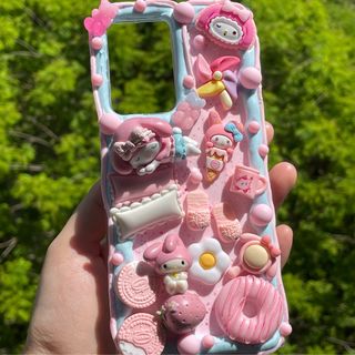 Pink Rilakkuma  DIY Decoden Handmade Custom Cream Phone Case for