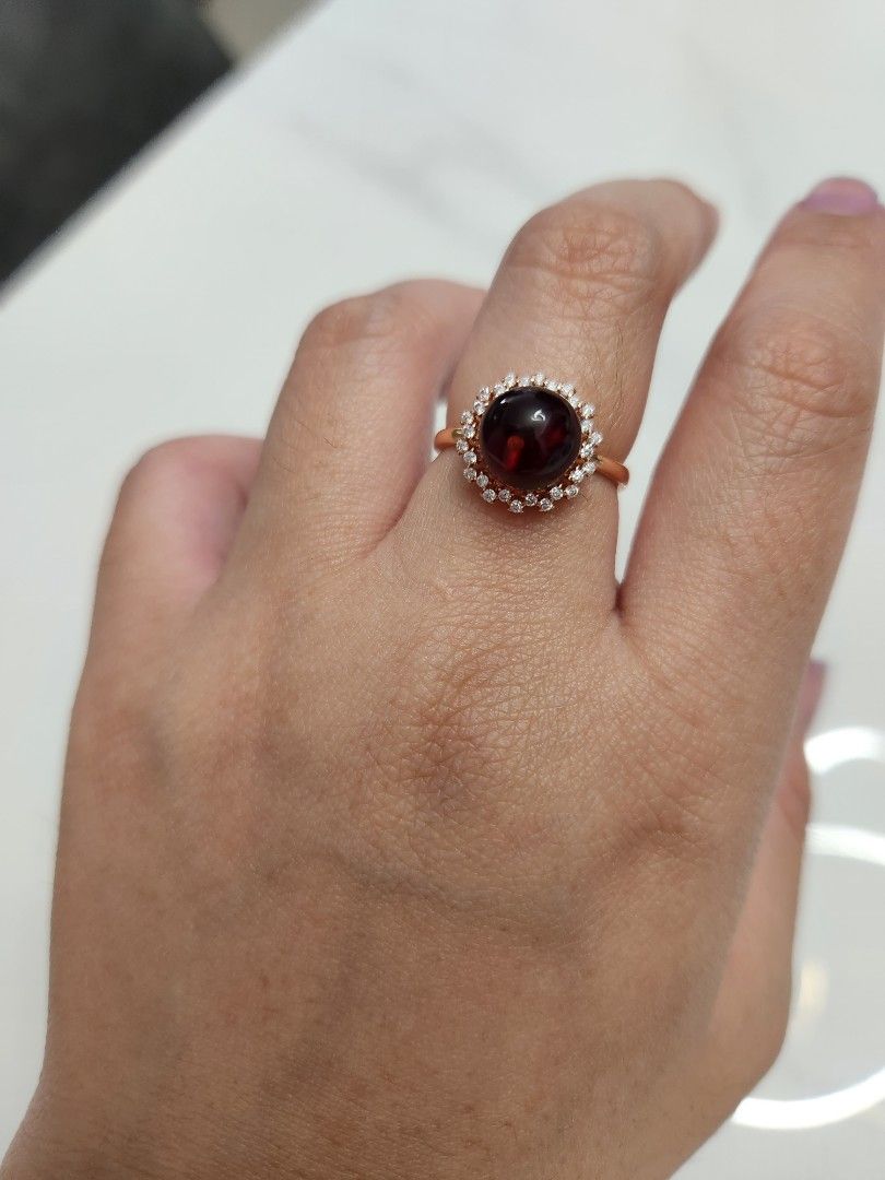 Garnet and rose outlet gold ring