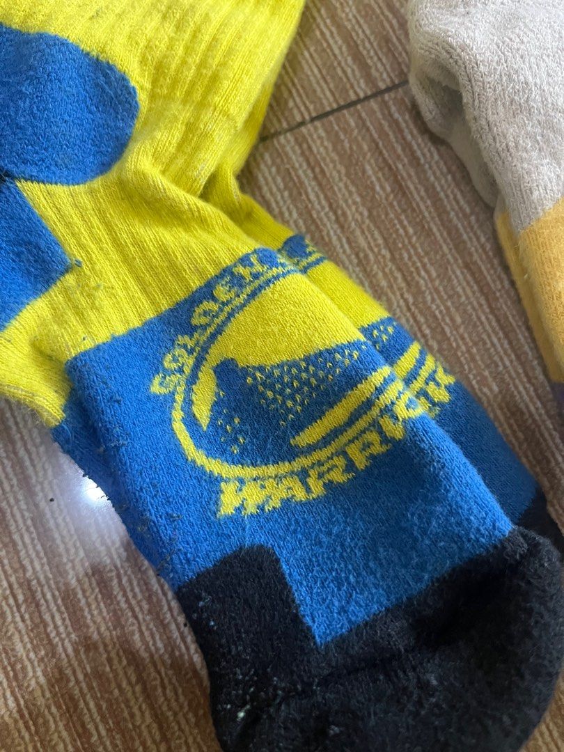 NBA Warriors Lakers basketball socks (Category: Socks) located in Pasay City. Submitted by thejunkclosetph (Listing ID 1223988209, Image 2). Description: NBA Warriors Lakers socks for adult foot size 7-10 US price for both pairs.