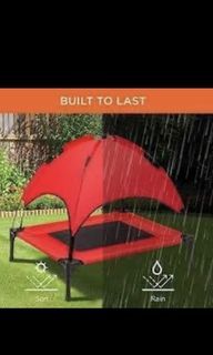 NEW IN BOX - ELEVATED PET BED WITH SHADE TENT - RED (WITH RECEIPTS AND SHIPPING INC)