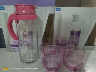 Pink Patio Pitcher set with one pitcher and 4 glasses (Only Yishun Meetups)