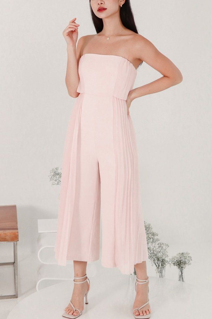 Prairie Pleat Tube Jumpsuit (Pastel Pink), Women's Fashion, Dresses