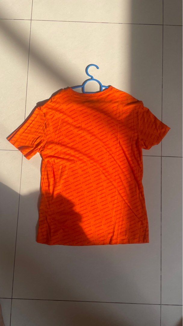 Pre-loved Orange Armani Exchange tshirt, Men's Fashion, Tops & Sets,  Tshirts & Polo Shirts on Carousell