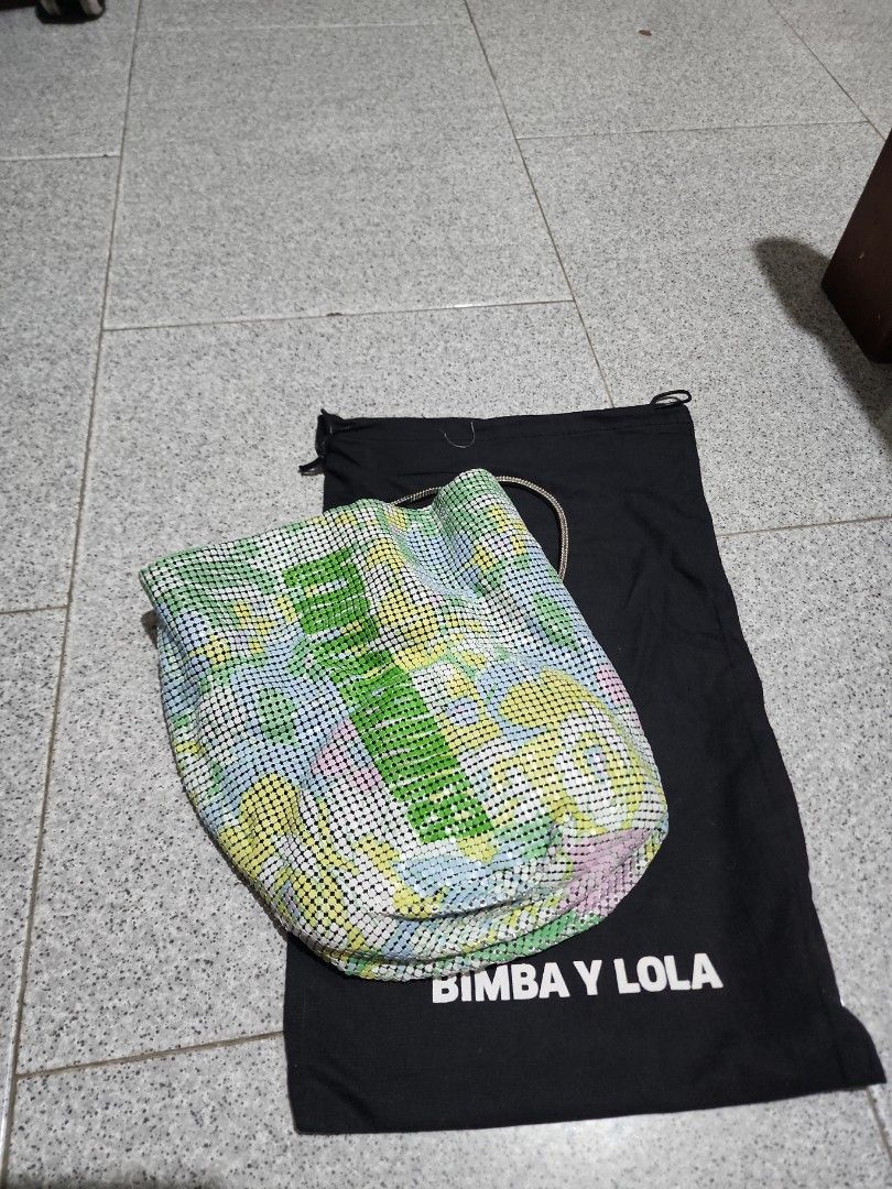 Bimba Y Lola Floral-print Mesh Bucket Bag In Green