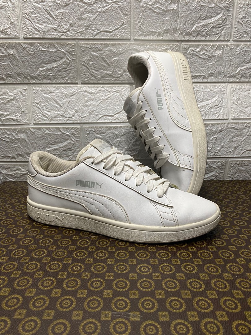 puma smash vulc white sneakers