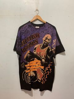 Rare Vintage Michael Jordan Chicago Bulls 90's Single Stitch AOP Magic Johnson