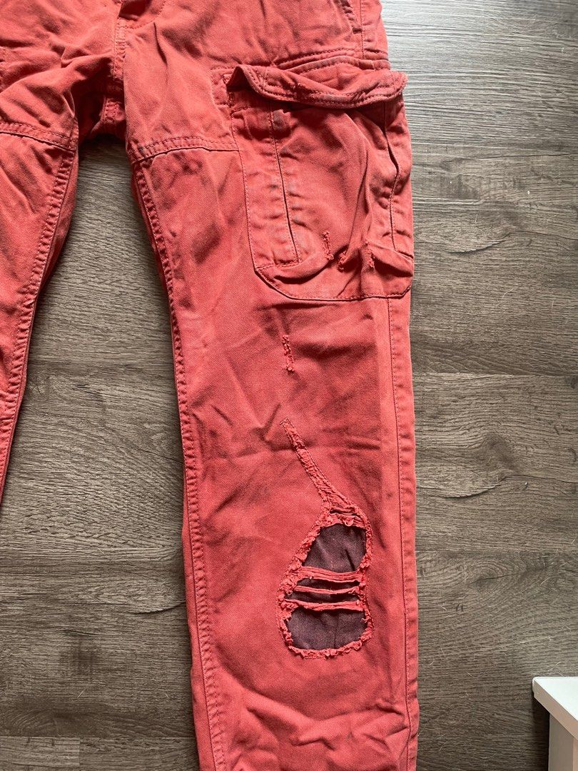 Mens distressed online cargo pants