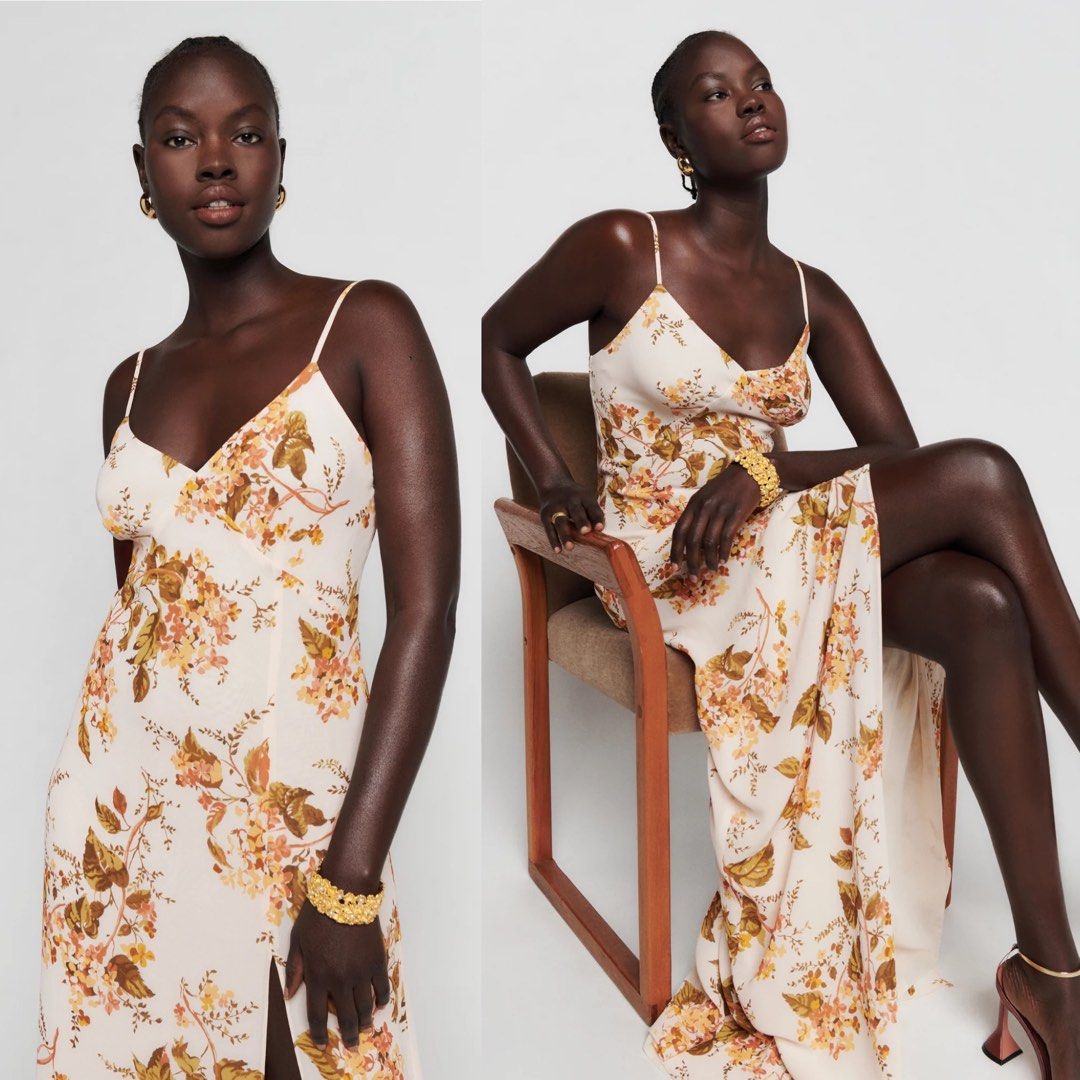 Reformation yellow floral dress deals
