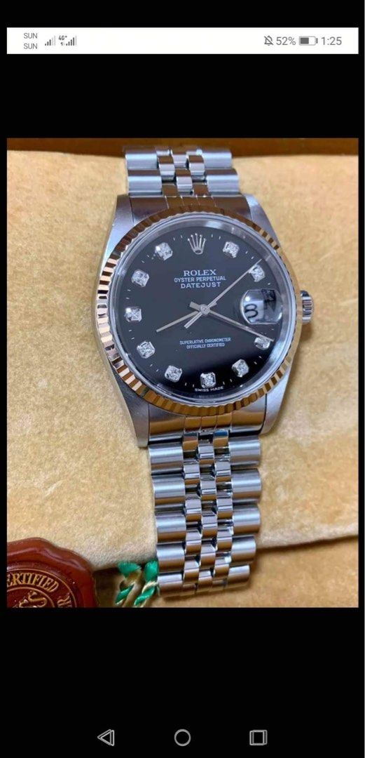 Rolex 2003 Datejust Jubilee 36mm (Category: Luxury Watches) located in Pasig City. Submitted by Watchaholics (Listing ID 1224034526, Image 2). Description: Rolex 2003 Datejust Jubilee 36mm -Ref. 16234 -2003 year model -Jubilee bracelet -Whitegold fluted bezel -Complete set For 445k You may DM or contact me @ 09615077138 Thanks admin😉.