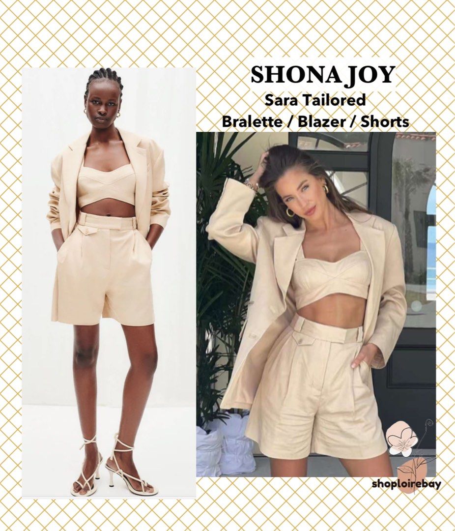 SHONA JOY Sara cropped top bralette, blazer and shorts, Women's