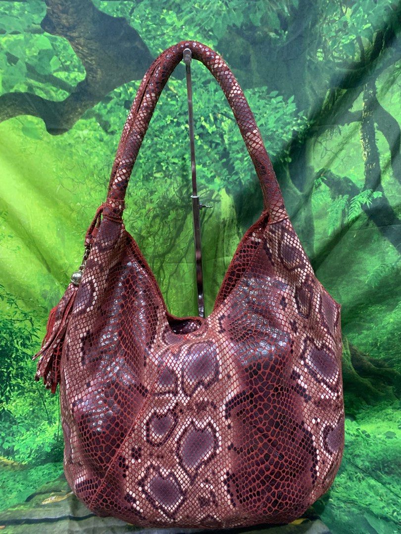 Snake print top hobo bag