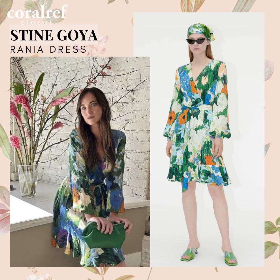 Stine Goya Rania Wrap Dress in Impressionist Garden Print Women s Fashion Dresses Sets Dresses on Carousell