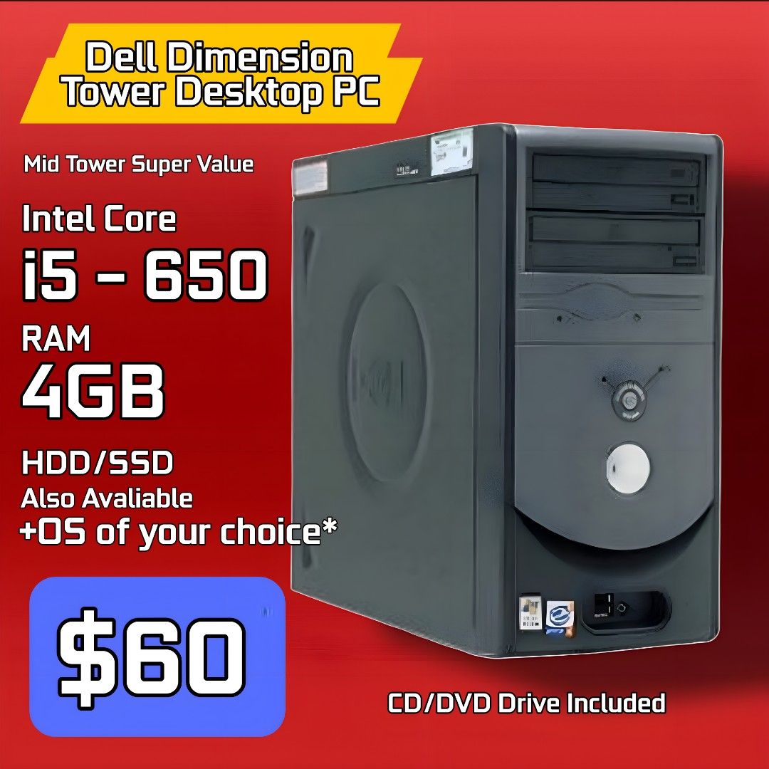 Super Good Value Mid Tower Desktop PC (Dell Dimension), Computers