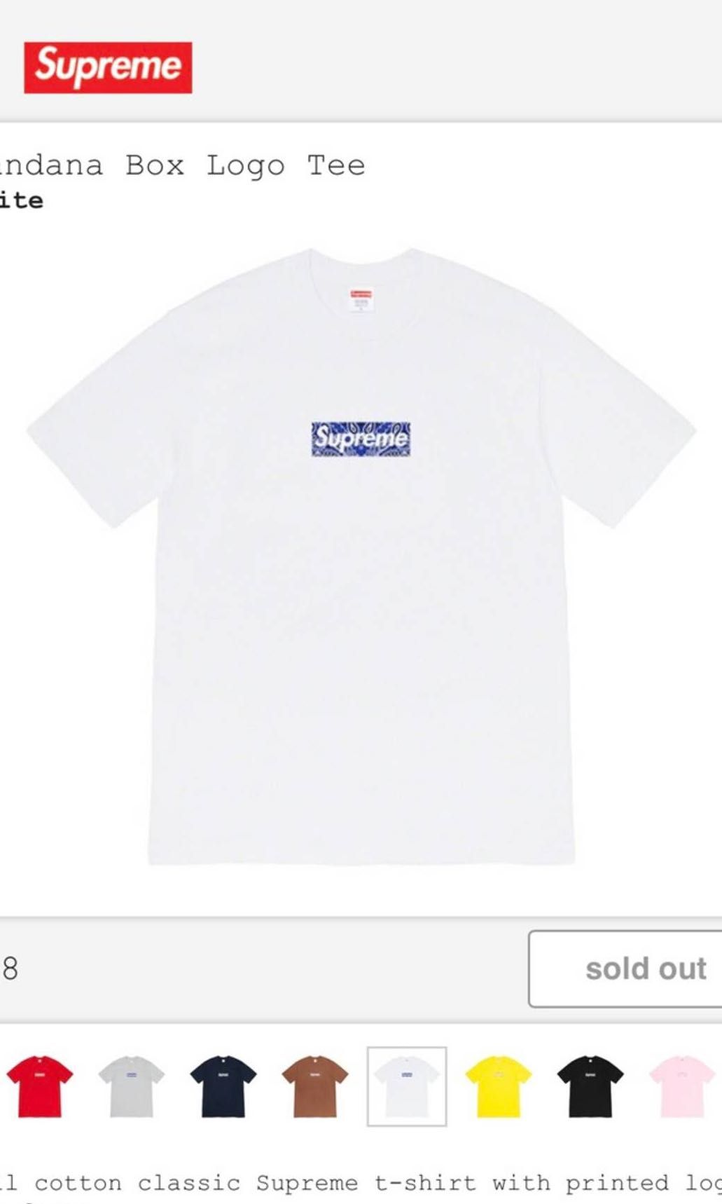 Supreme Bandana Box Logo Blue White T Shirt Tee