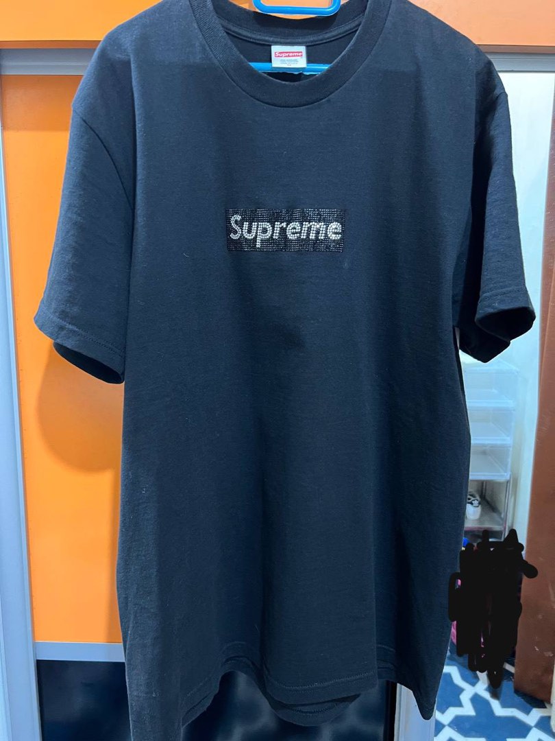 Supreme / Swarovski Box Logo Tee Red / Red - Depop