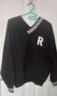 Sweater hitam black stripe R gaya korea