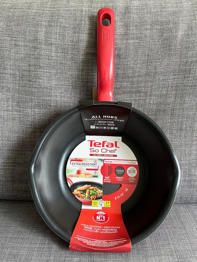 Tefal 24cm Deep Frying Pan So Chef, Furniture & Home Living