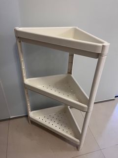 Triangle corner beige plastic shelf