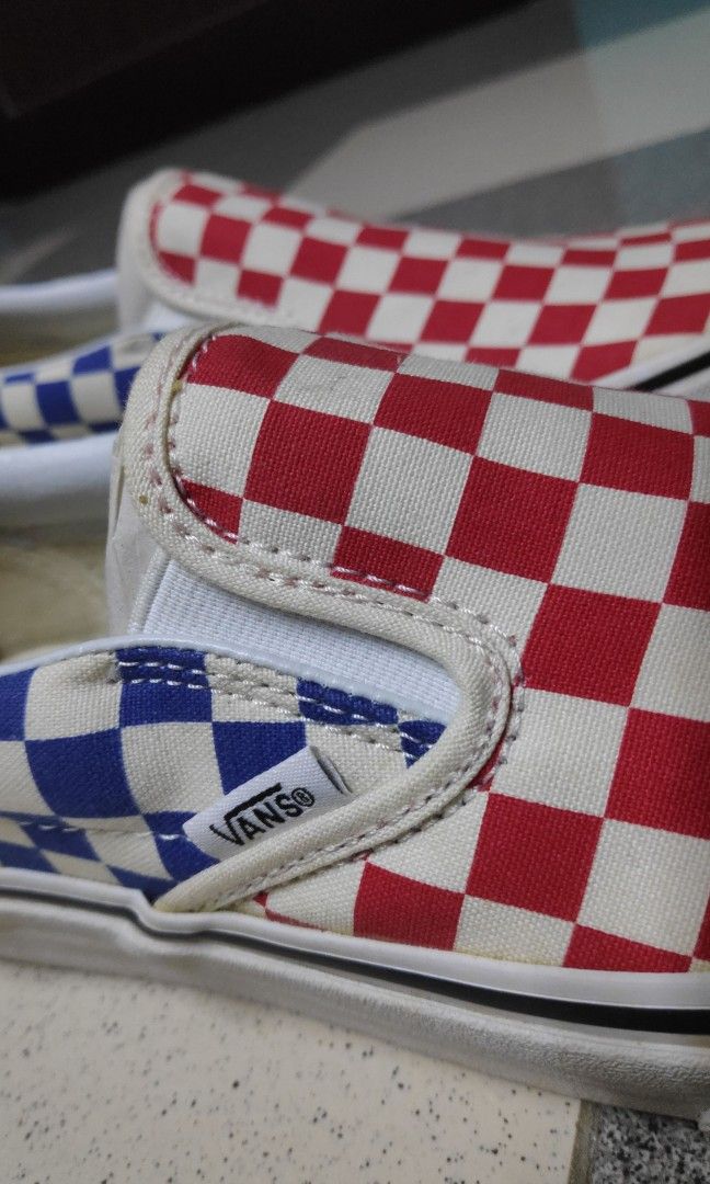 VANS CLASSIC SLIP ON VN0A38F7QCS CHECKERBOARD RED BLUE
